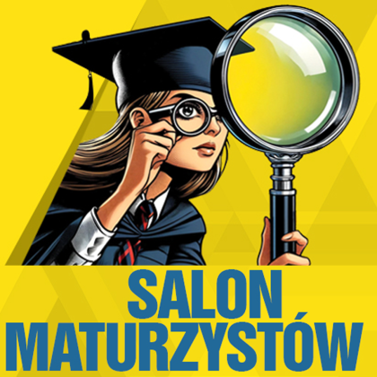 Grafika targów z napisem Salon Maturzystów