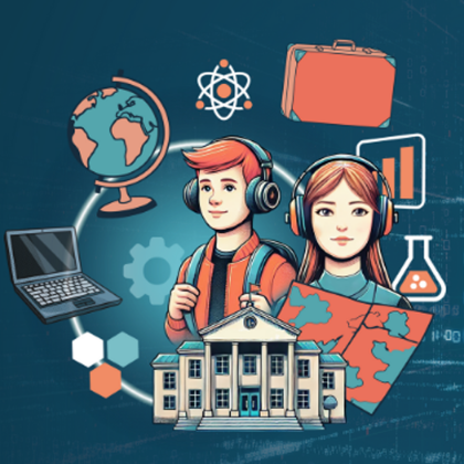 Logo targów edukacyjnych z motywem edukacja w podróży