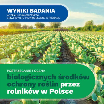 Grafika przedstawia pole uprawne z napisami "Wyniki badań Wydziału Ekonomicznego Uniwersytetu Przyrodniczego w Poznaniu"
