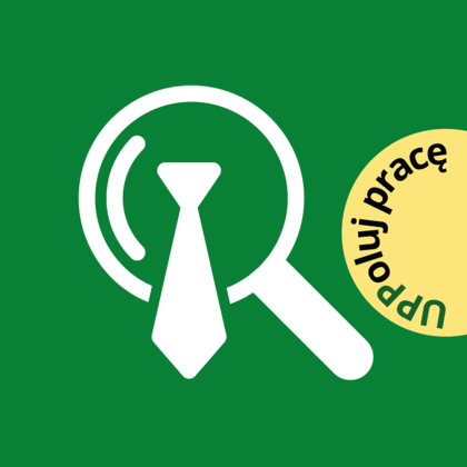 Logo targów pracy z napisem "UPPoluj pracę"